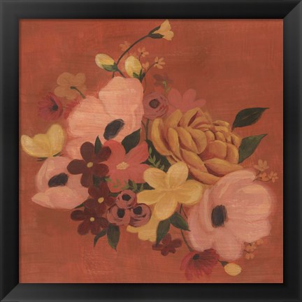 Framed Burnt Orange Bouquet I Print