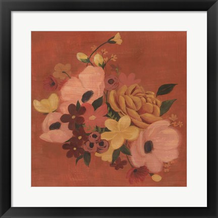 Framed Burnt Orange Bouquet I Print
