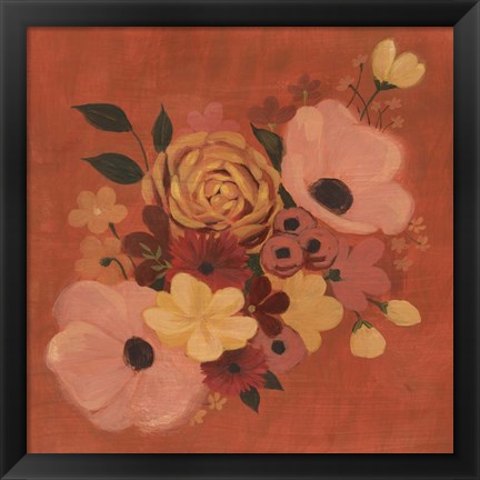 Framed Burnt Orange Bouquet II Print