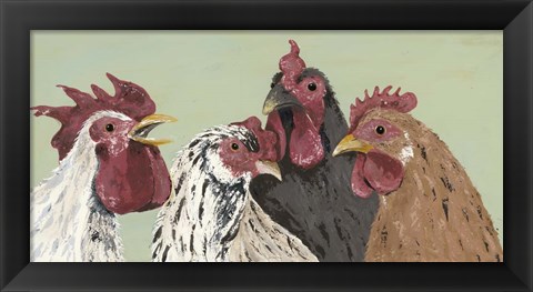 Framed Four Roosters Print