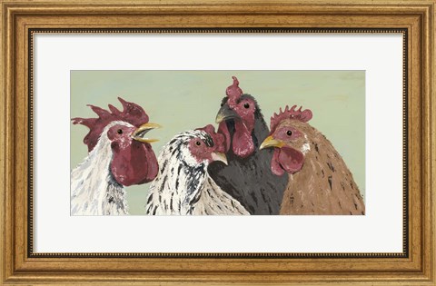 Framed Four Roosters Print