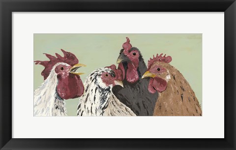 Framed Four Roosters Print