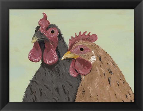 Framed Four Roosters Brown Chickens Print