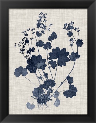 Framed Navy &amp; Linen Leaves II Print