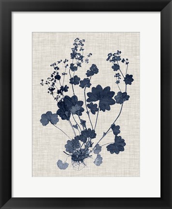 Framed Navy &amp; Linen Leaves II Print