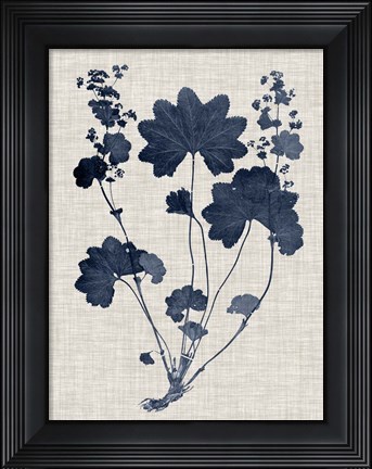 Framed Navy &amp; Linen Leaves III Print