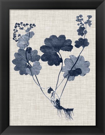 Framed Navy &amp; Linen Leaves IV Print