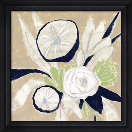 Framed Navy Bouquet Sketch I Print