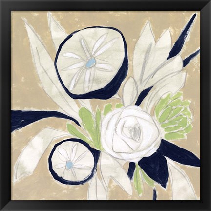 Framed Navy Bouquet Sketch I Print