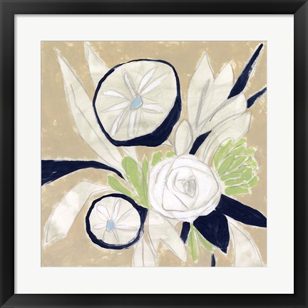 Framed Navy Bouquet Sketch I Print