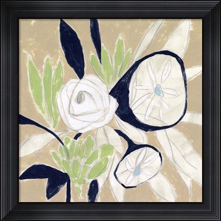 Framed Navy Bouquet Sketch II Print