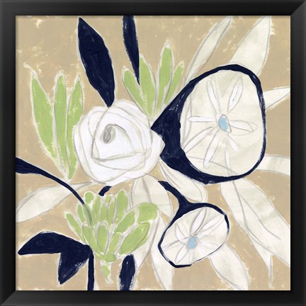 Framed Navy Bouquet Sketch II Print