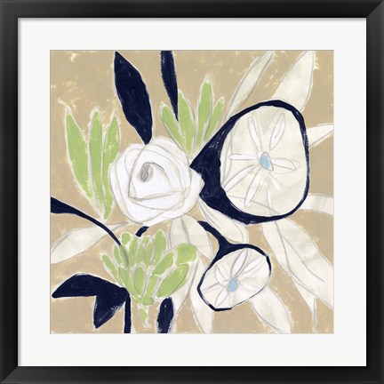 Framed Navy Bouquet Sketch II Print