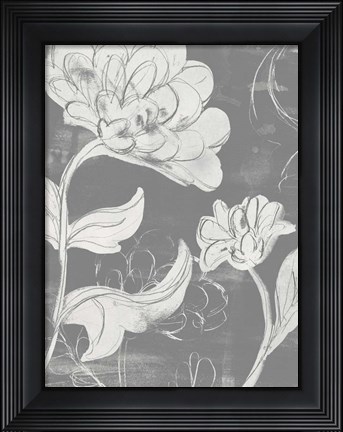 Framed Grayscale Garden I Print