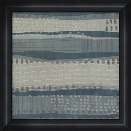 Framed Blue Dusk Textile I Print