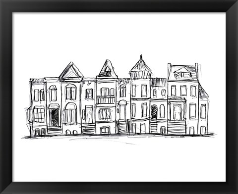 Framed Rowhouses II Print