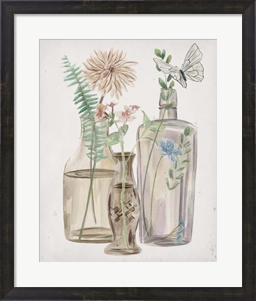Framed Butterflies &amp; Flowers II Print