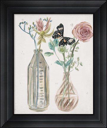 Framed Butterflies &amp; Flowers III Print