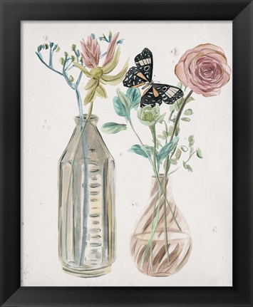 Framed Butterflies &amp; Flowers III Print