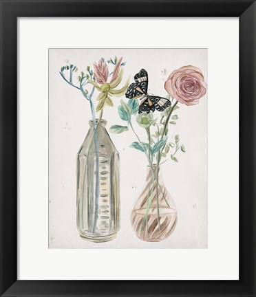 Framed Butterflies &amp; Flowers III Print