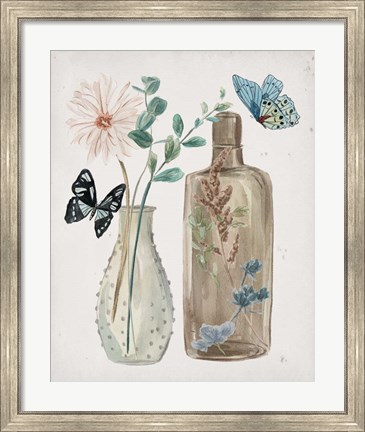 Framed Butterflies &amp; Flowers IV Print