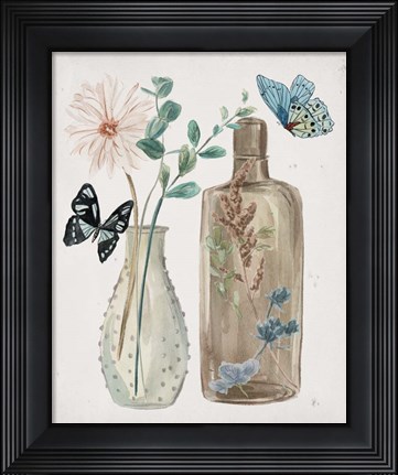 Framed Butterflies &amp; Flowers IV Print