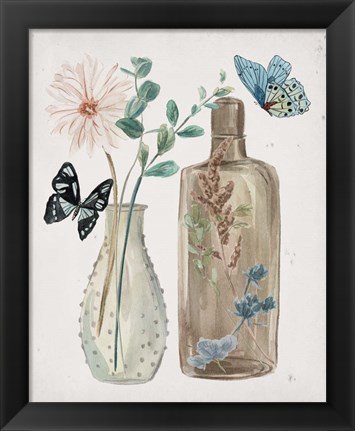 Framed Butterflies &amp; Flowers IV Print