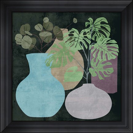 Framed Decorative Vases I Print