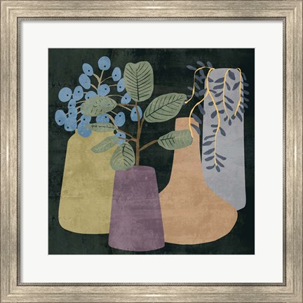 Framed Decorative Vases III Print