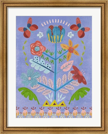 Framed Embroidered Garden I Print