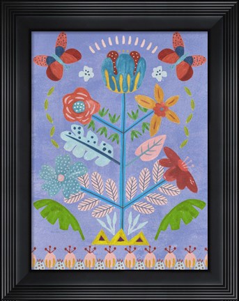 Framed Embroidered Garden I Print