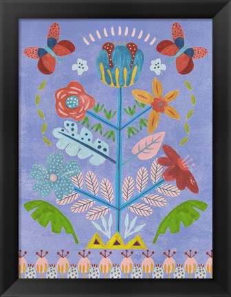 Framed Embroidered Garden I Print