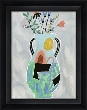 Framed Collage Vase I Print