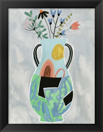 Framed Collage Vase I Print