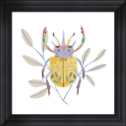Framed Floral Beetles I Print