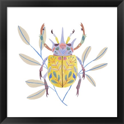 Framed Floral Beetles I Print