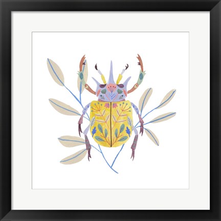 Framed Floral Beetles I Print