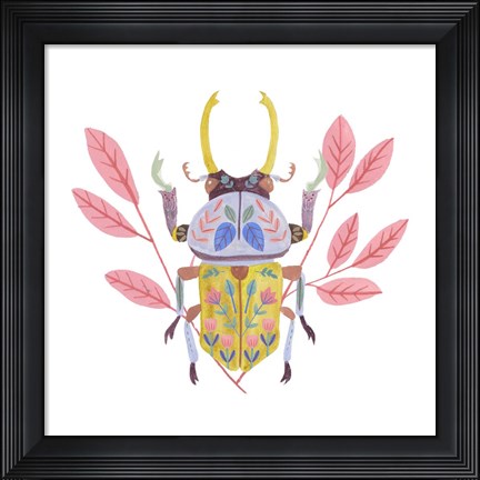 Framed Floral Beetles II Print