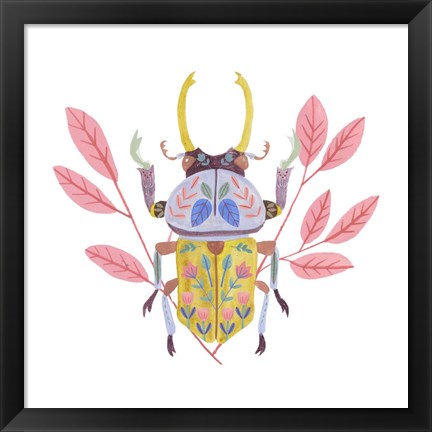 Framed Floral Beetles II Print