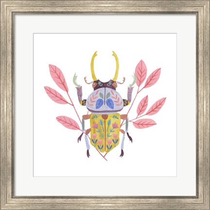 Framed Floral Beetles II Print