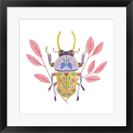 Framed Floral Beetles II Print