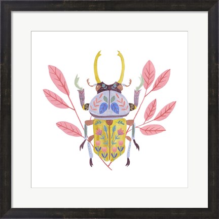Framed Floral Beetles II Print