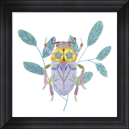 Framed Floral Beetles III Print