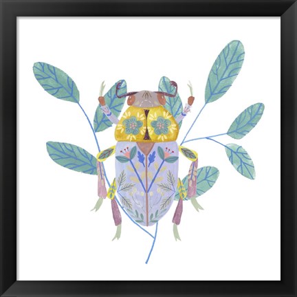 Framed Floral Beetles III Print