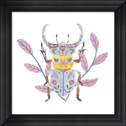 Framed Floral Beetles IV Print