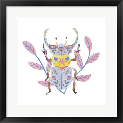 Framed Floral Beetles IV Print