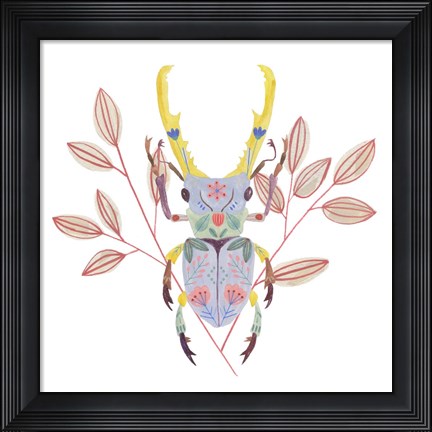 Framed Floral Beetles V Print