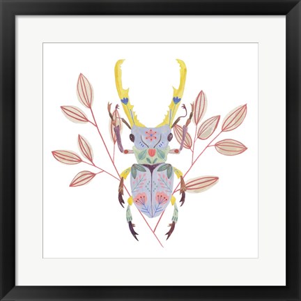 Framed Floral Beetles V Print