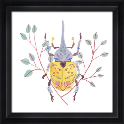 Framed Floral Beetles VI Print
