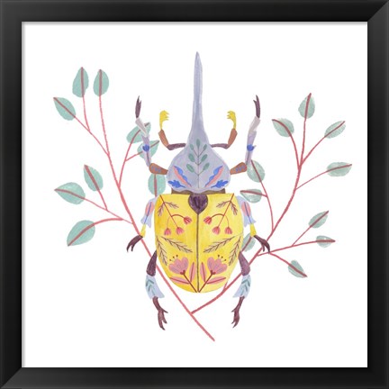 Framed Floral Beetles VI Print